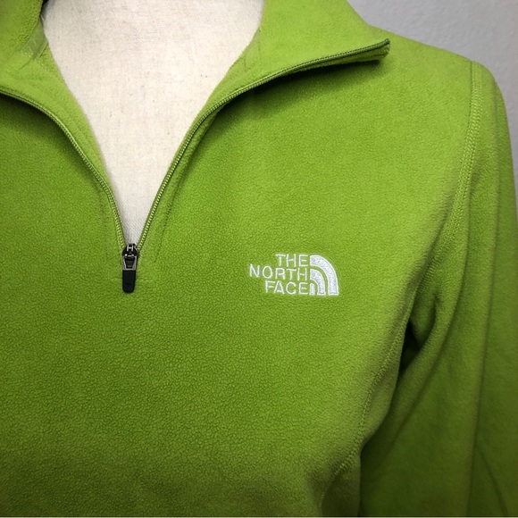 The North Face TKA100 Green Quarter Zip Mock Neck Fleece Pullover Size S/P - Picture 6 of 10